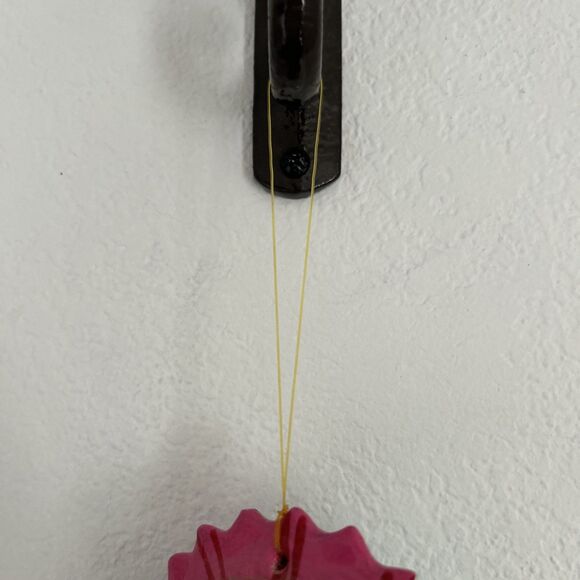 Hanging Puffer Fish on a String Mexican Hand Painted Coconut Wood Coastal Mobile - Picture 6 of 6